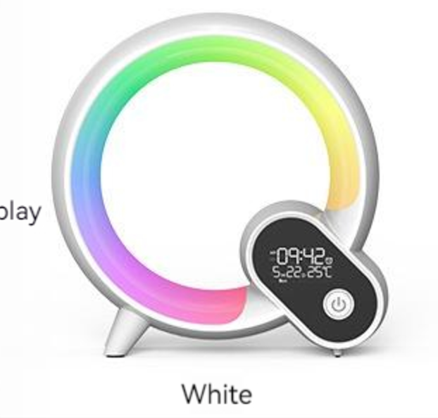 Elegant Aura Wake-Up Clock with Bluetooth and Colorful Lighting