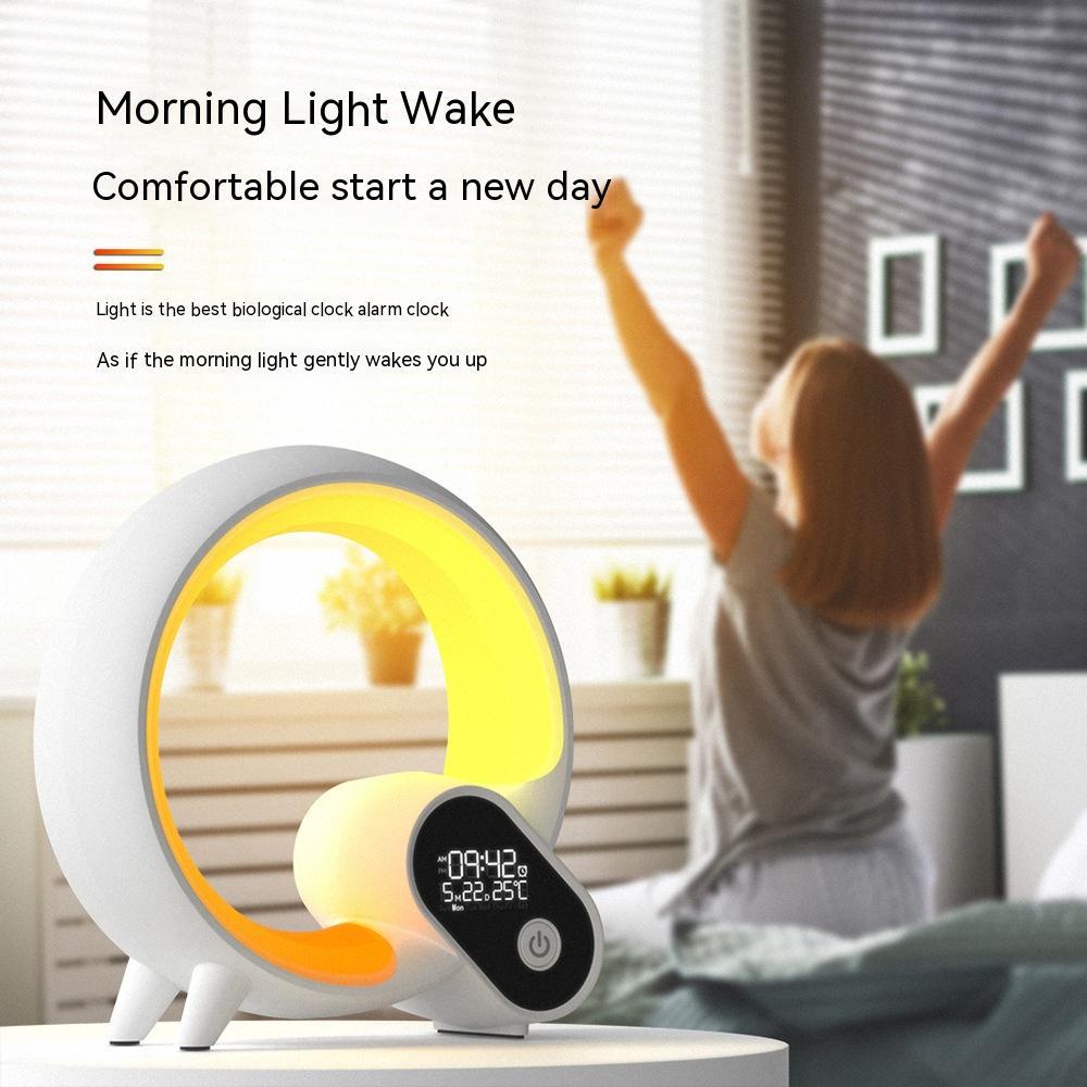 Elegant Aura Wake-Up Clock with Bluetooth and Colorful Lighting